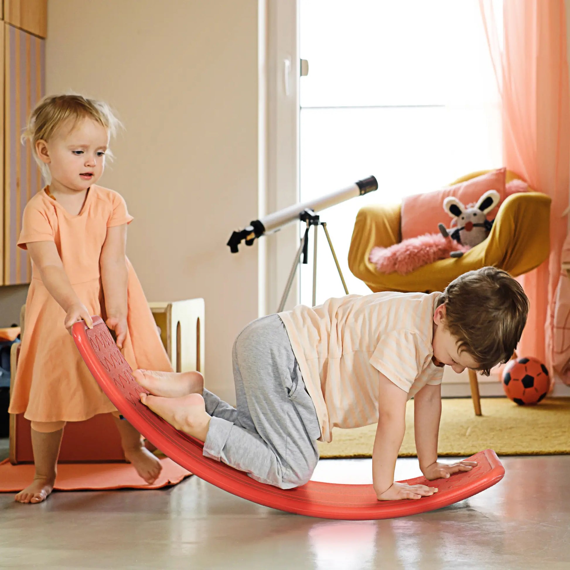 32.3" Balance Board, Wobble Board, Kids Rocker, Montessori Toy, Red Baby Gym & Playmats at Gallery Canada