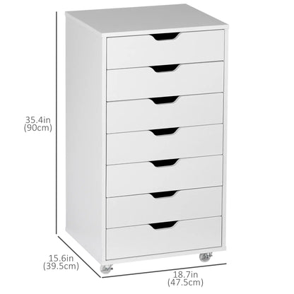 7-Drawer Vertical File Cabinet, Home Office Storage, 18.7"x15.6"x35.4", White Office Cabinets & Cupboards at Gallery Canada