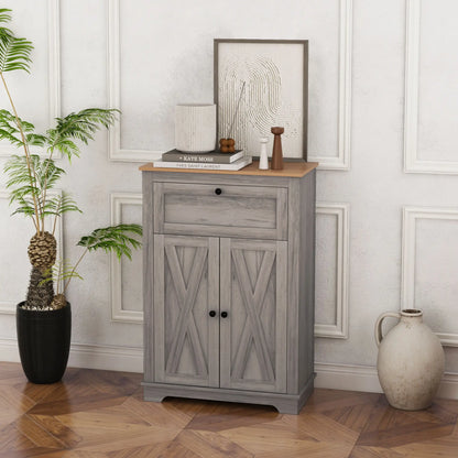 Farmhouse Storage Cabinet With Doors, Drawer, Grey Wash Storage Cabinets at Gallery Canada