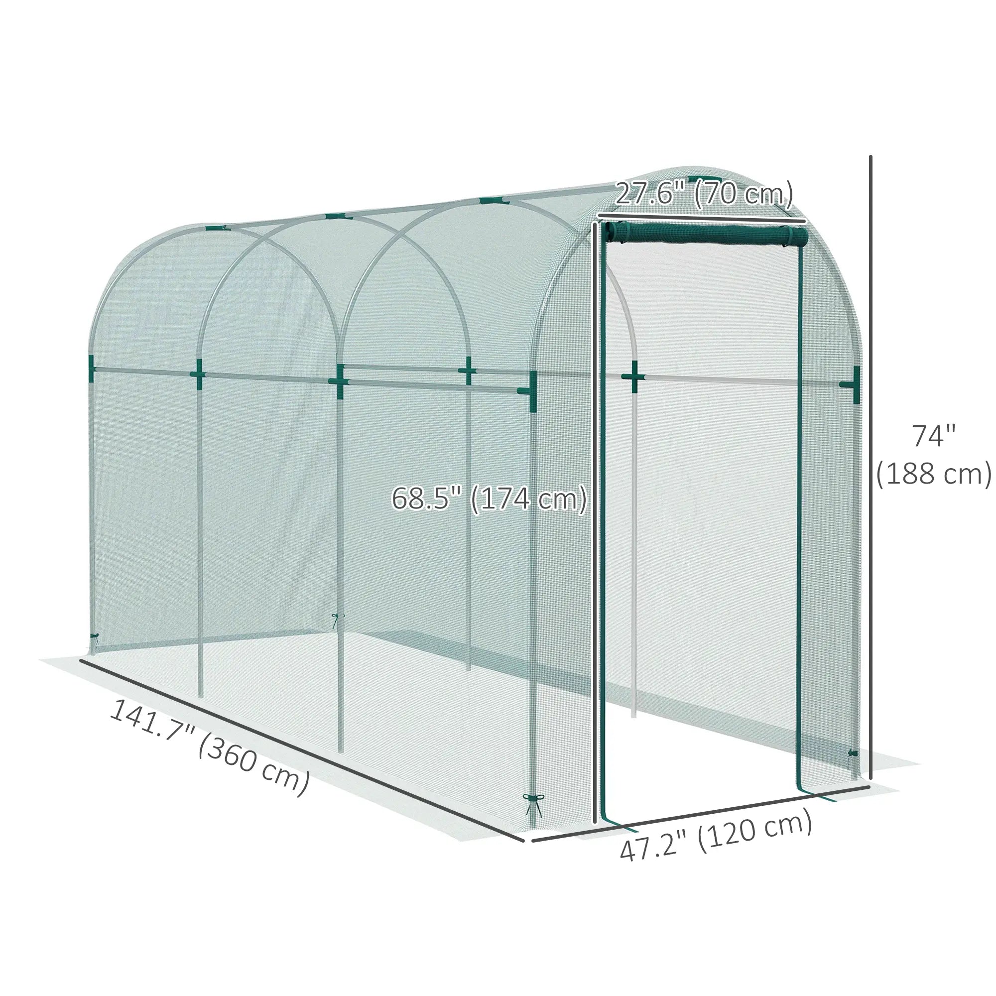 Galvanized Steel Crop Cage, Plant Protection Tent, 4' x 12', Green Walk In Greenhouses at Gallery Canada
