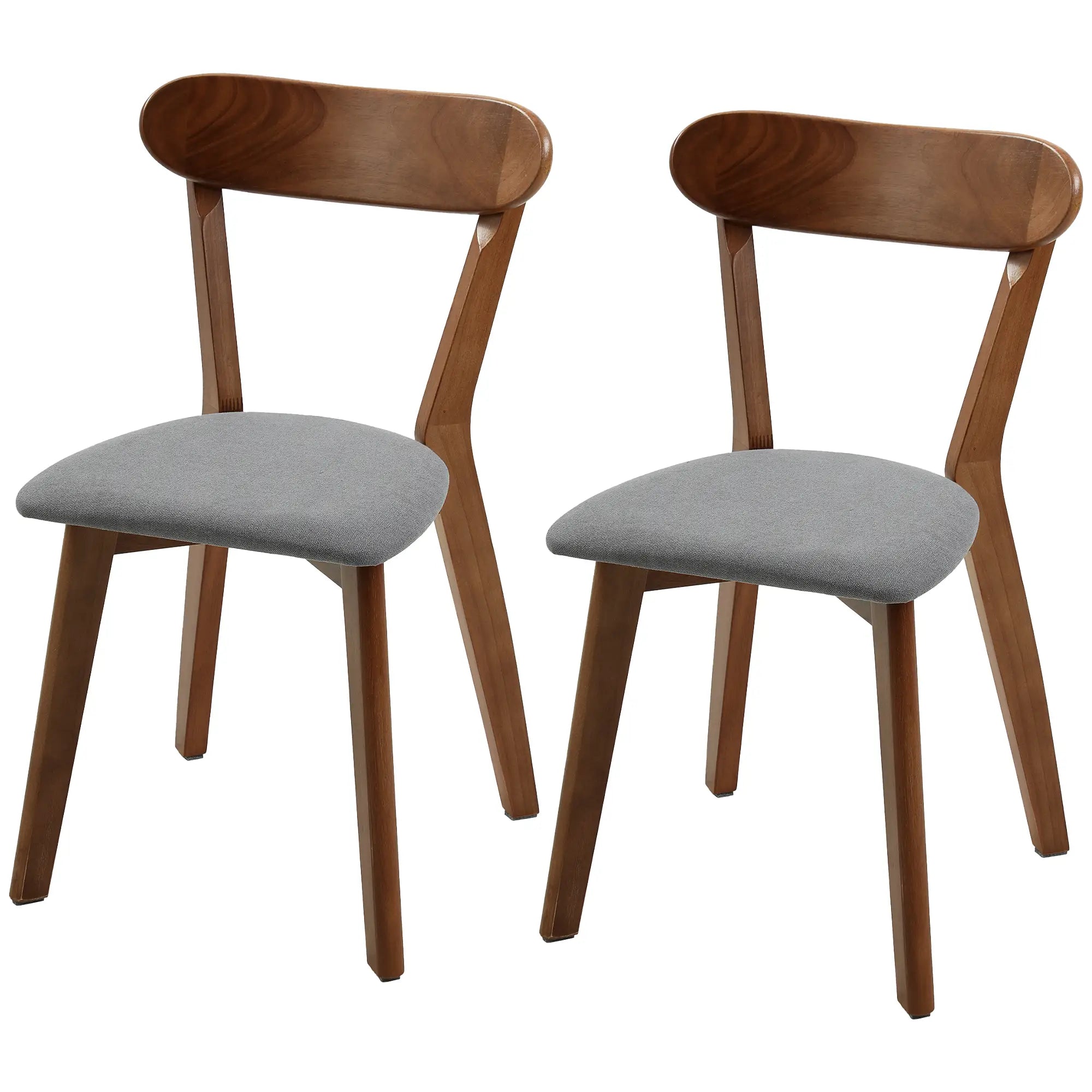 Upholstered Linen-Look Dining Chairs, Rubberwood Legs, Set of 2, Grey & Brown Dining Chairs Grey, Brown at Gallery Canada
