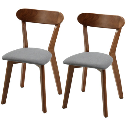 Upholstered Linen-Look Dining Chairs, Rubberwood Legs, Set of 2, Grey & Brown Dining Chairs Grey, Brown at Gallery Canada