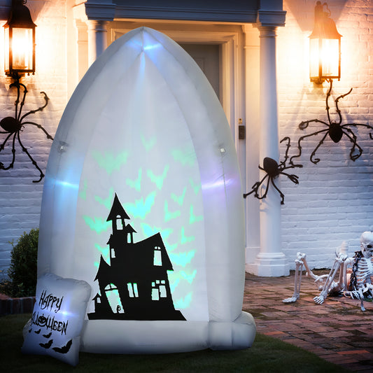 7ft Inflatable Halloween Decoration Hunted Grave and Small Tombstone, Blow-Up Outdoor LED Yard Display with Lights for Garden, Party, Holiday - Gallery Canada