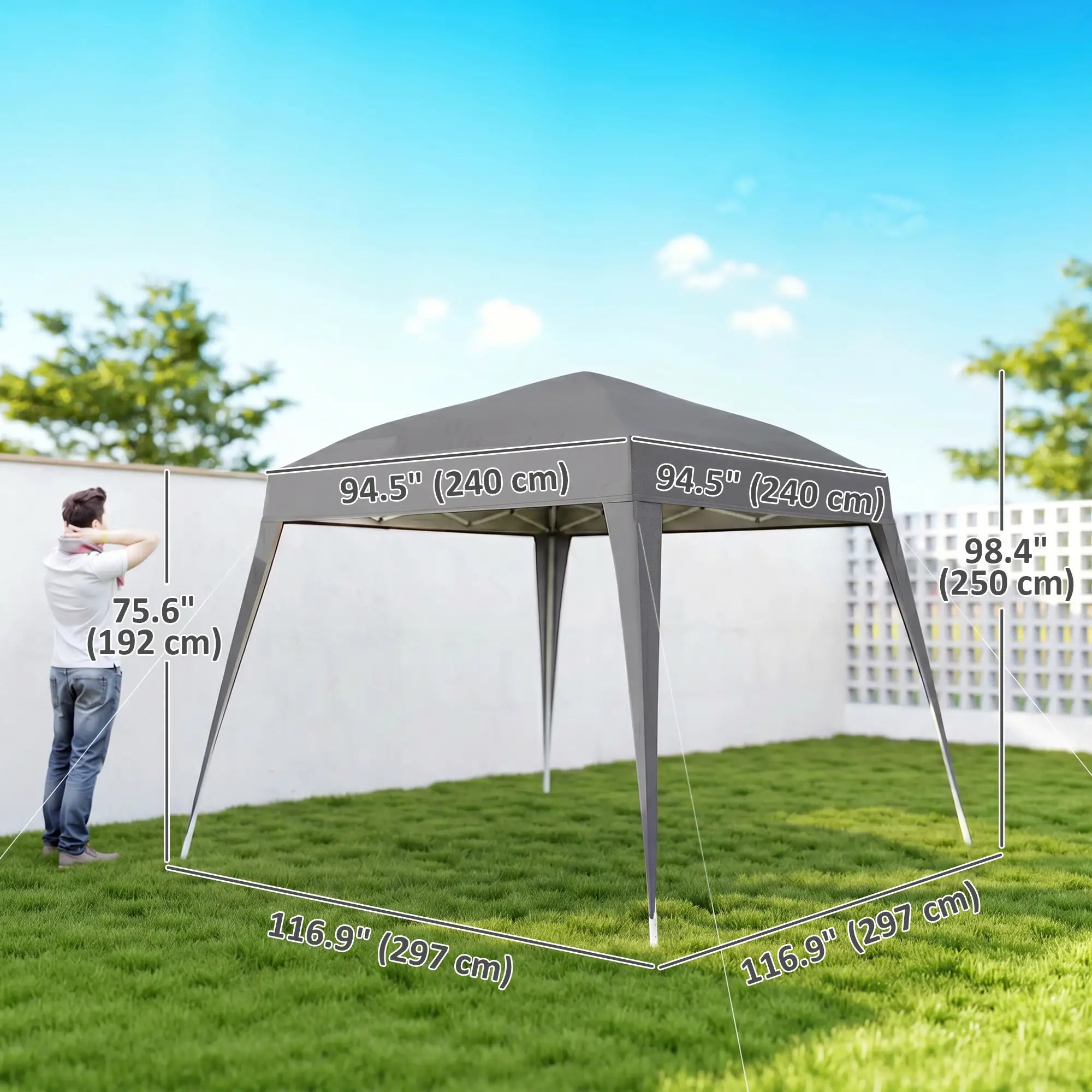 8' x 8' Pop Up Canopy, Outdoor Folding Tent, Portable with Bag, Grey Pop Up Canopies at Gallery Canada