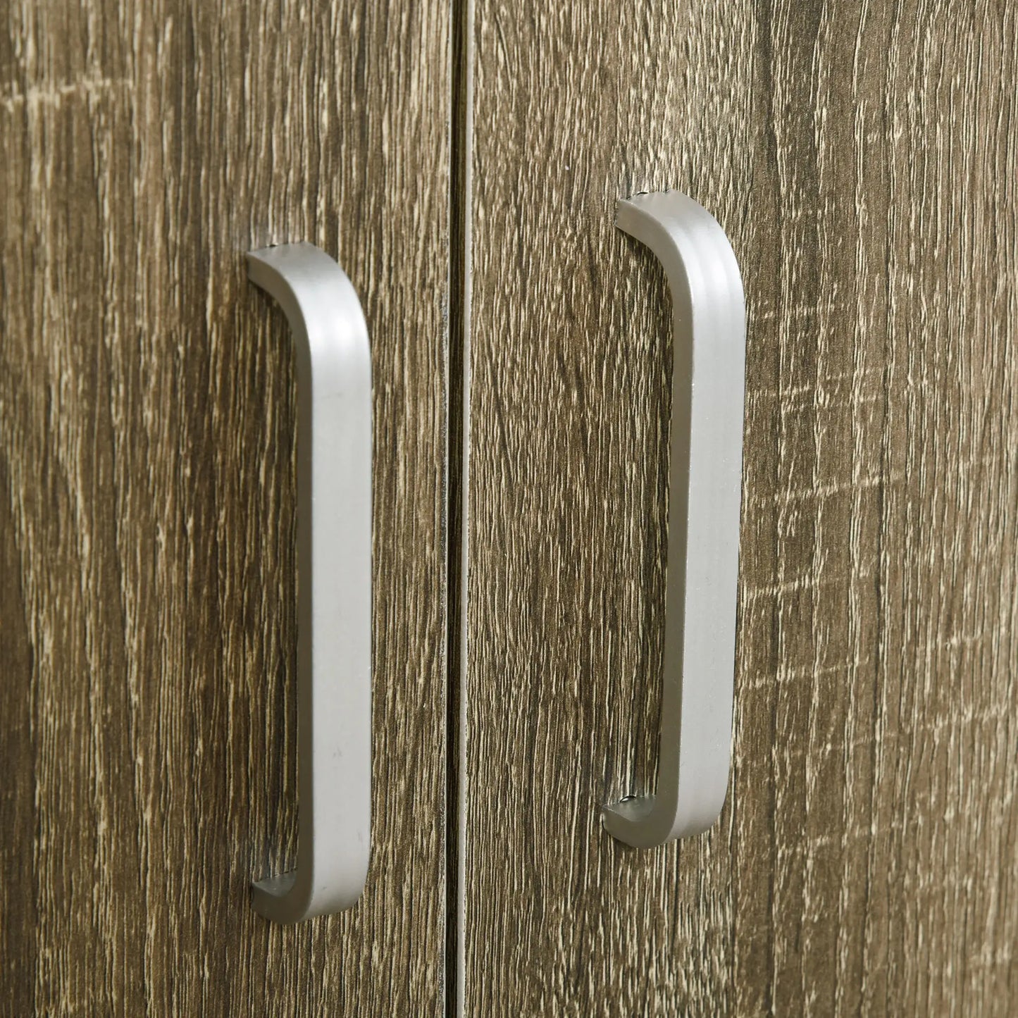 Microwave Cart on Wheels, 2-Door Cabinet, Grey Wood Grain, Grey Kitchen Pantry Cabinets at Gallery Canada