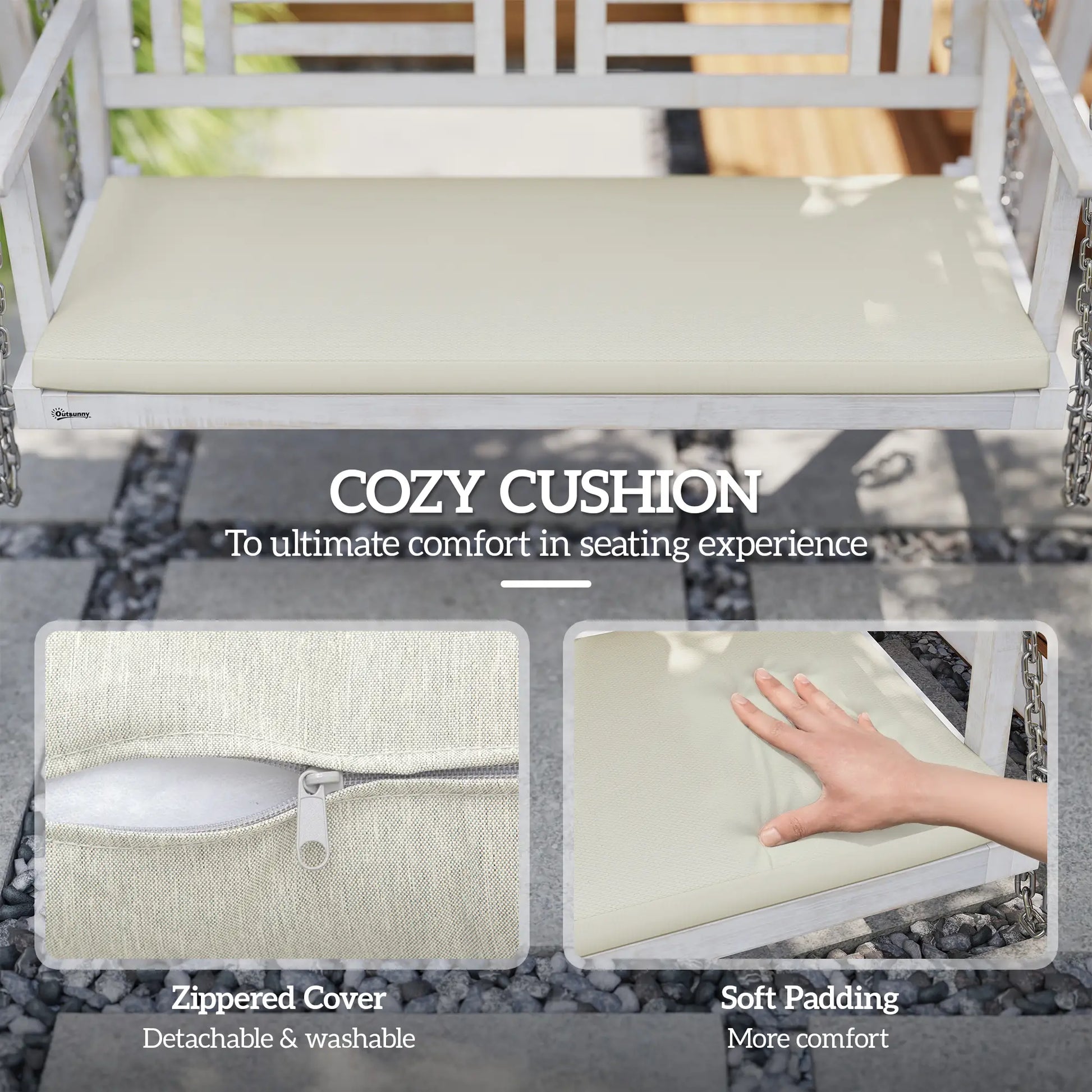 2 Seater Patio Swing with Stand, Canopy, Cushion, Wooden Bench Patio Swings with Stand at Gallery Canada