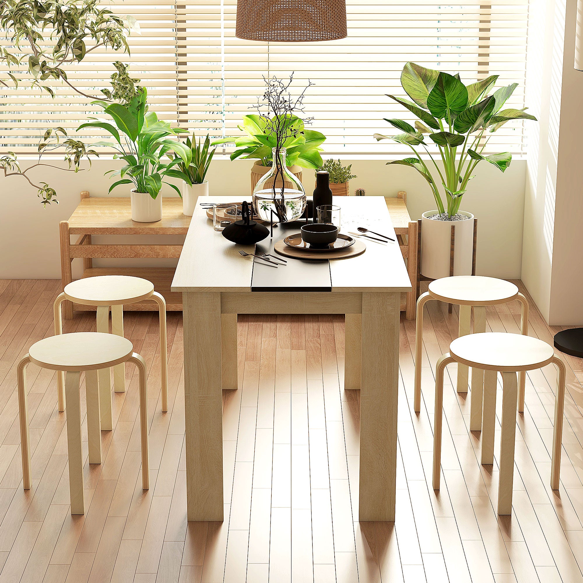 Round Stackable Chairs Set of 4, 18-Inch Backless Stacking Stools for Kitchen, Dining Room, Office, Outdoors Bar Stools at Gallery Canada