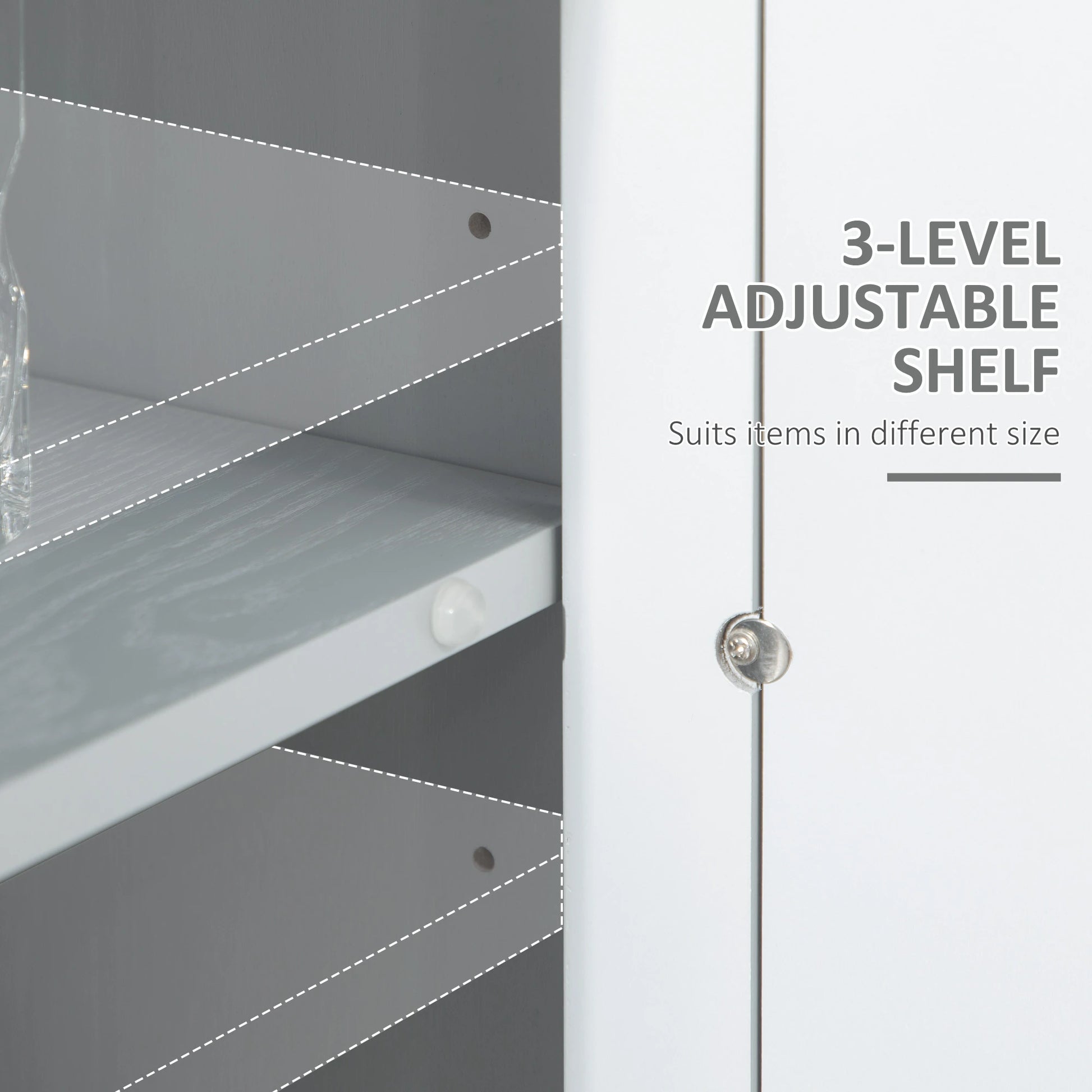 Sideboard Kitchen Buffet, 3 Mirrored Doors, 2 Cabinets, Adjustable Shelf, Gray Bar Cabinets at Gallery Canada