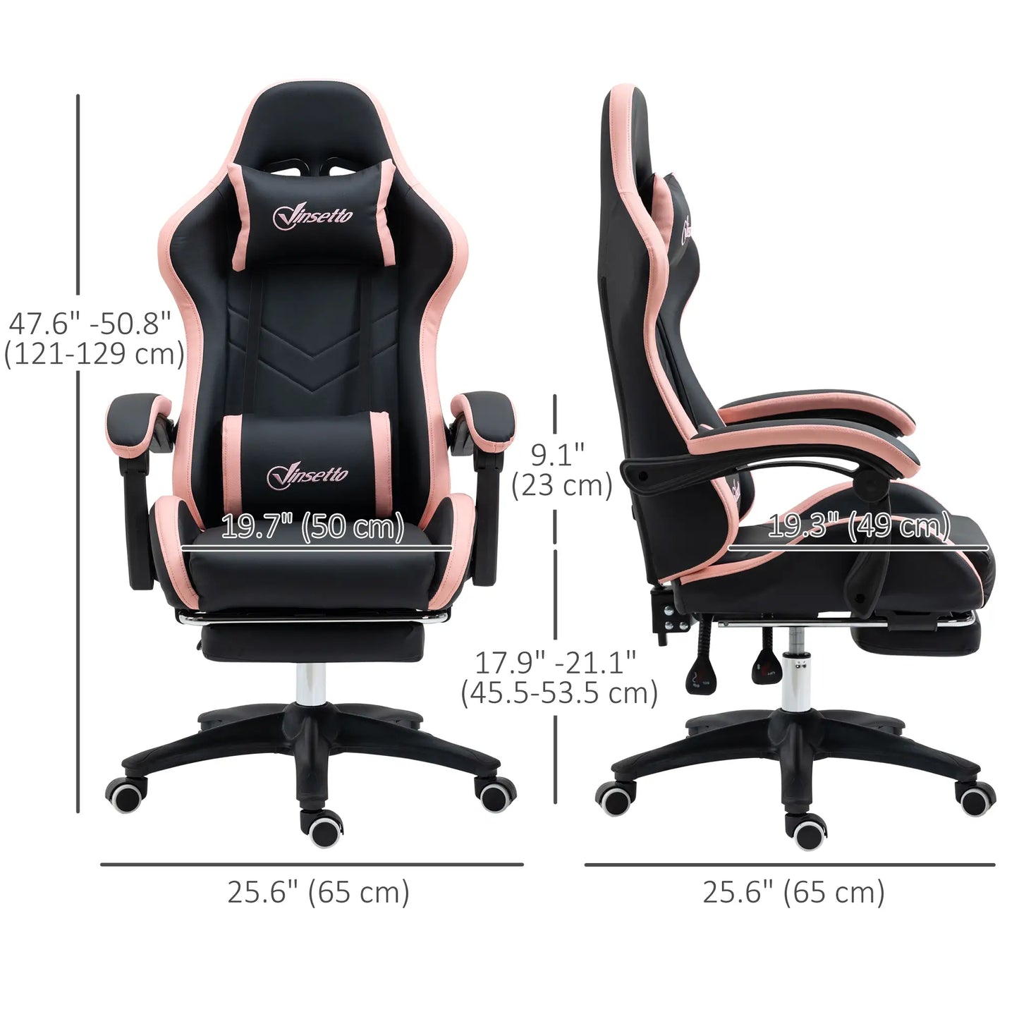 Gaming Chair, PU Leather Office Desk Chair with Footrest, Swivel Wheels, 135° Reclining Back, Black Video Game Chairs at Gallery Canada