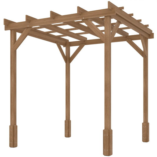 6.6' x 6.6' Wood Pergola, Outdoor Gazebo Grape Trellis, Dark Brown Pergolas Dark Brown at Gallery Canada