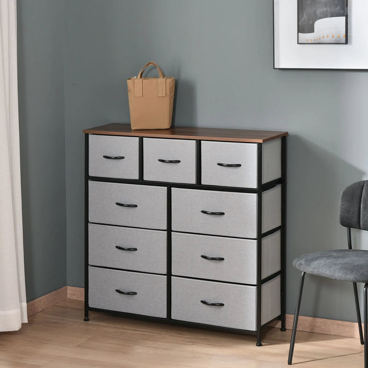 9-Drawer Dresser, 4-Tier Fabric Storage Tower, Grey Storage Cabinets at Gallery Canada