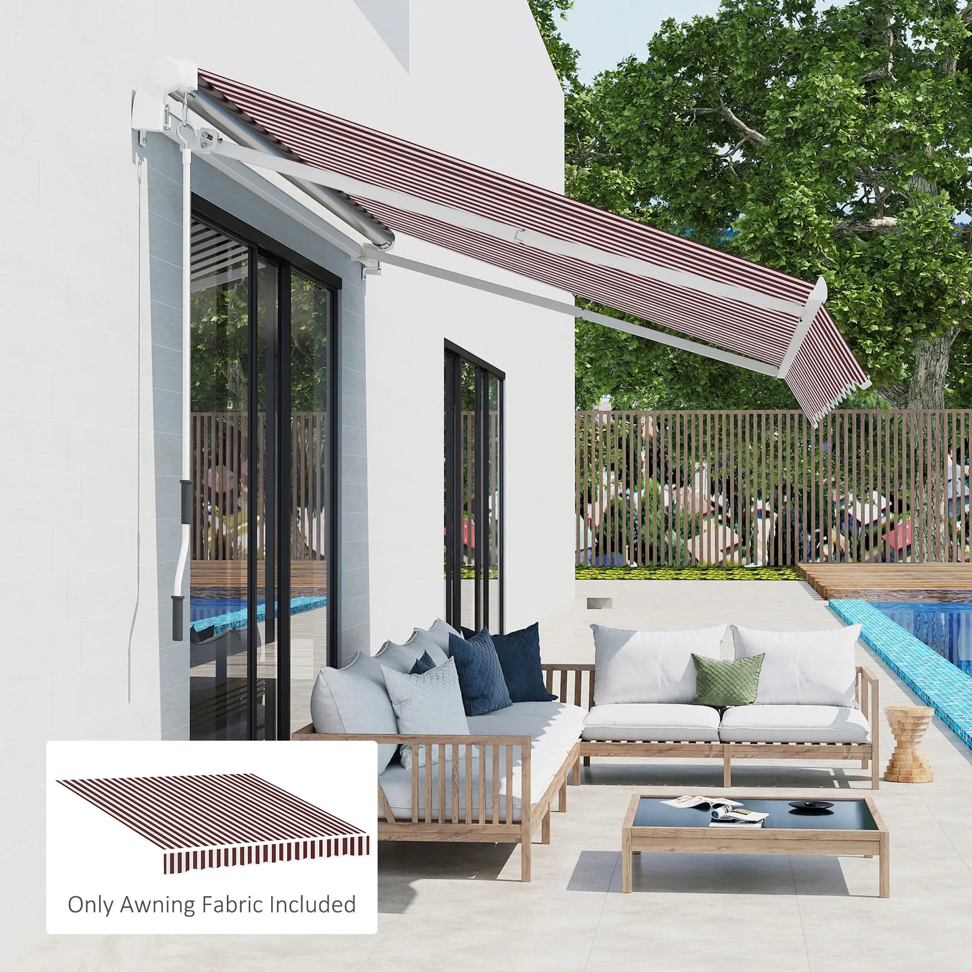 9' x 8' Outdoor Sunshade Canopy, UV Protection, White, Red Awning Fabric Replacement at Gallery Canada