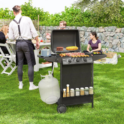 3+1 Burner Propane Gas BBQ Grill, Portable With Side Burner, Thermometer, Black Propane Gas Grills at Gallery Canada