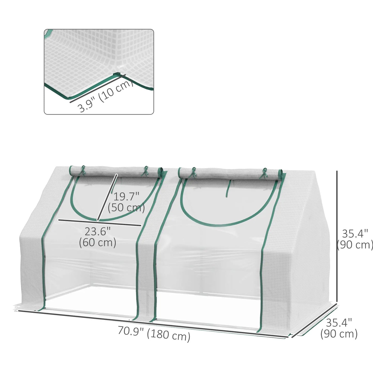 6' x 3' x 3' Portable Mini Greenhouse, 2 PE Covers, Steel Frame, White Mini Greenhouses at Gallery Canada