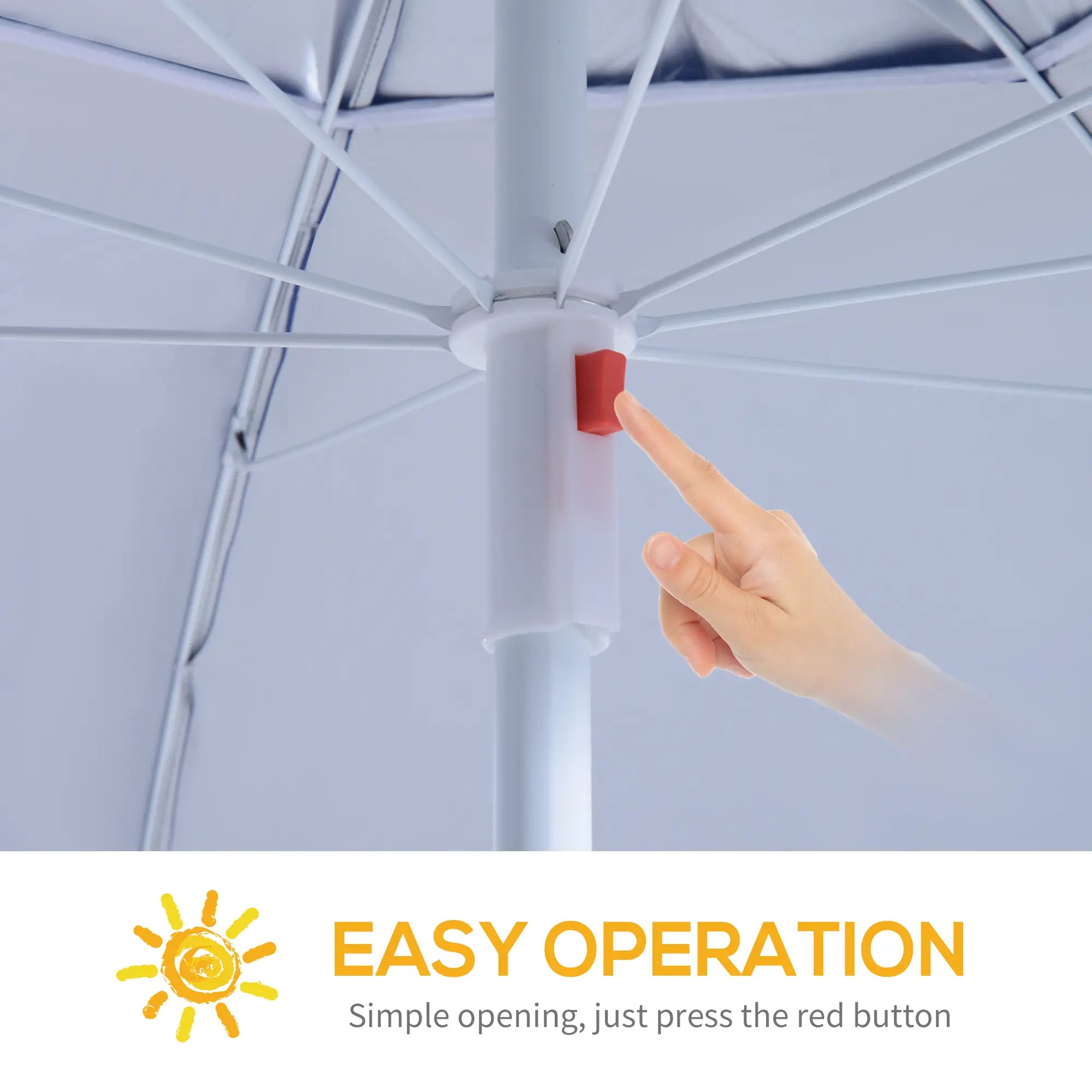 7.5ft 2-in-1 Beach Umbrella, UV50 Protection, Blue Beach Umbrellas at Gallery Canada