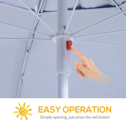 7.5ft 2-in-1 Beach Umbrella, UV50 Protection, Blue Beach Umbrellas at Gallery Canada