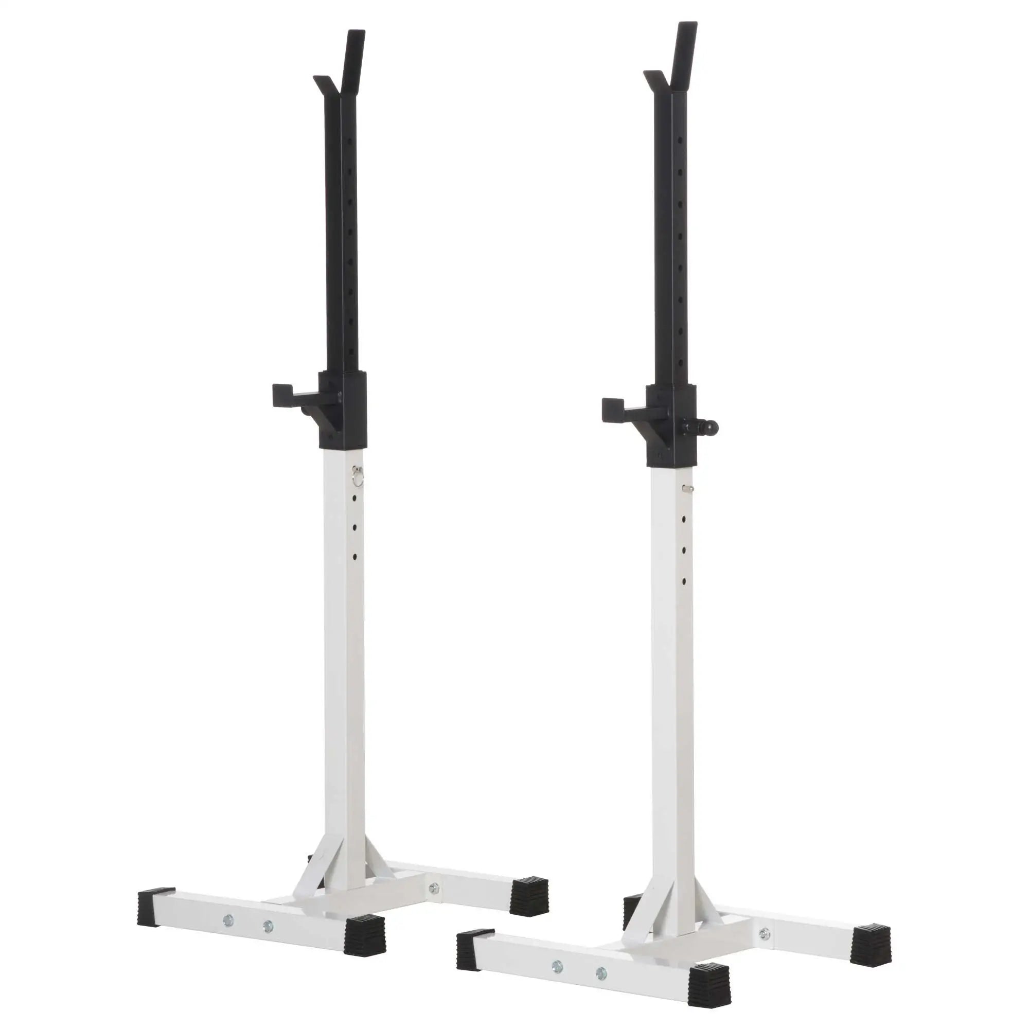 Adjustable Barbell Rack, Squat Stand, 2 Bars Holder, Black, White Power Towers Black, White at Gallery Canada