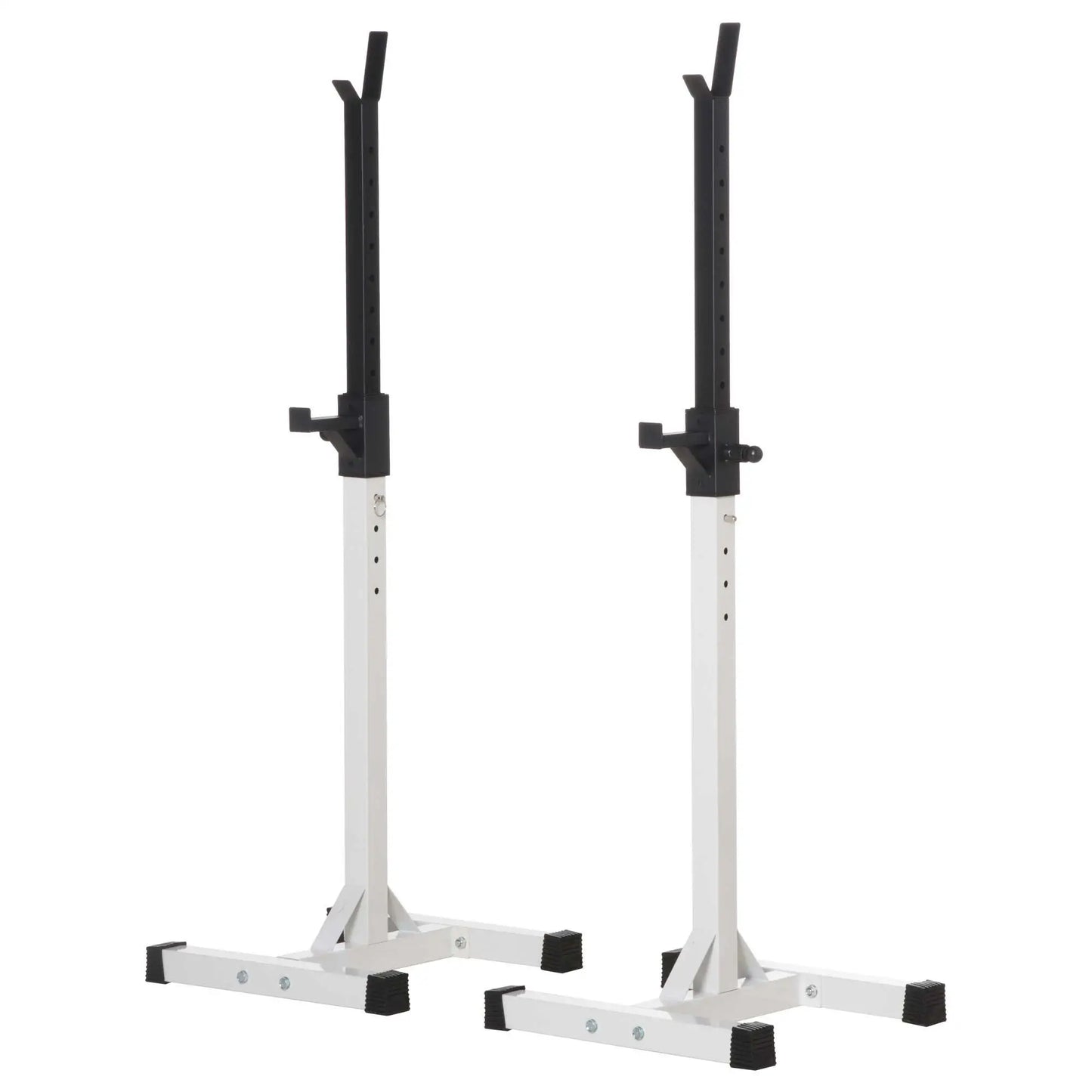 Adjustable Barbell Rack, Squat Stand, 2 Bars Holder, Black, White Power Towers Black, White at Gallery Canada