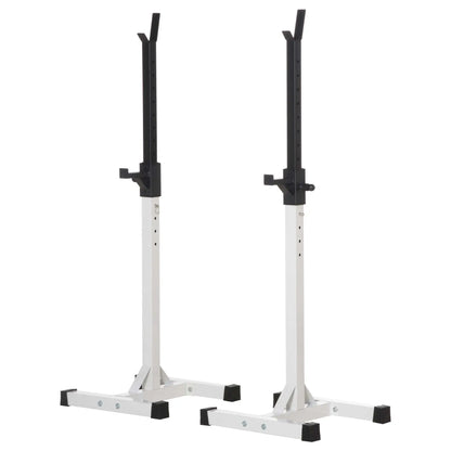 Adjustable Barbell Rack, Squat Stand, 2 Bars Holder, Black, White Power Towers Black, White at Gallery Canada
