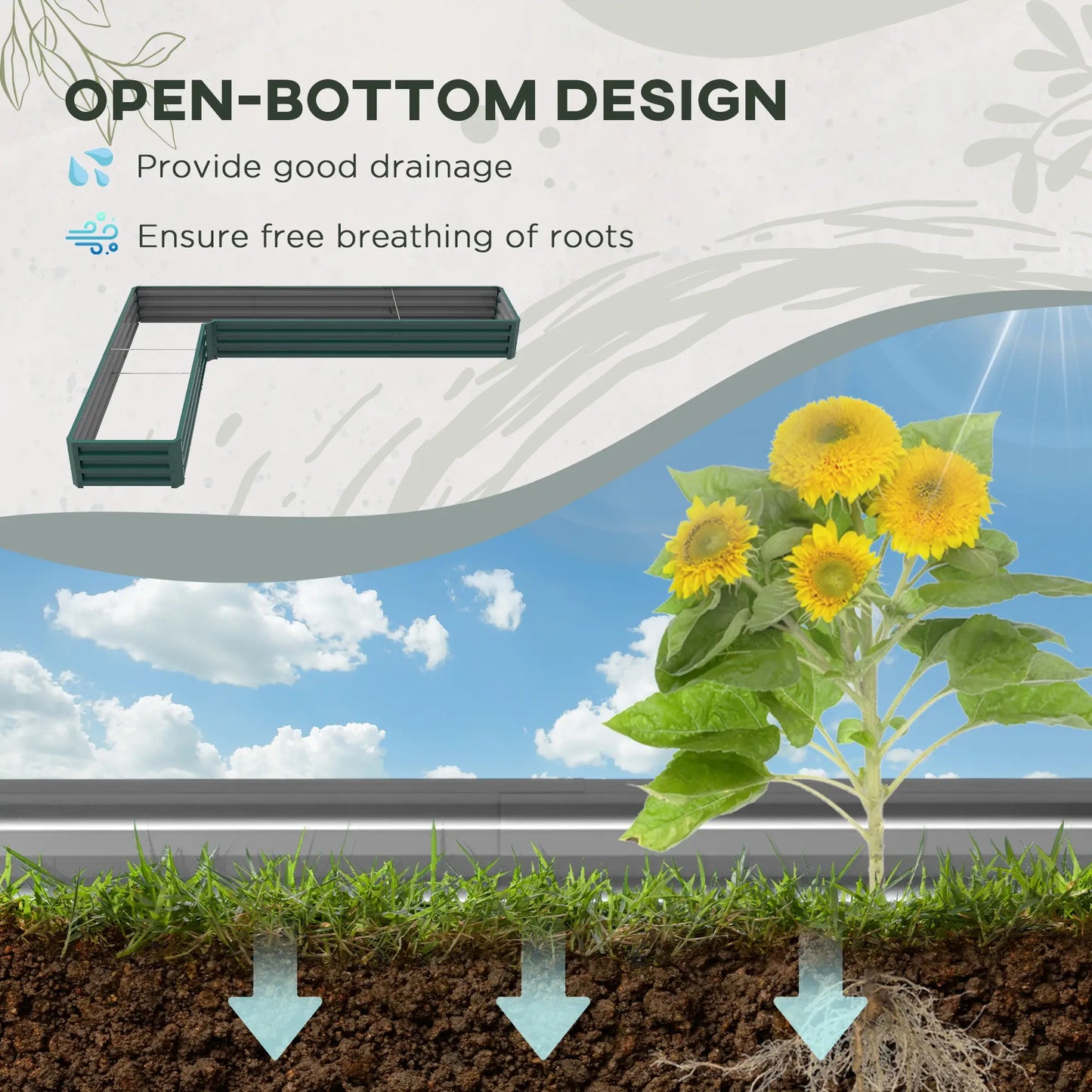 Galvanized Raised Garden Bed, Steel Planter Box, 82" x 109" x 12", Green Galvanized Planter Boxes at Gallery Canada