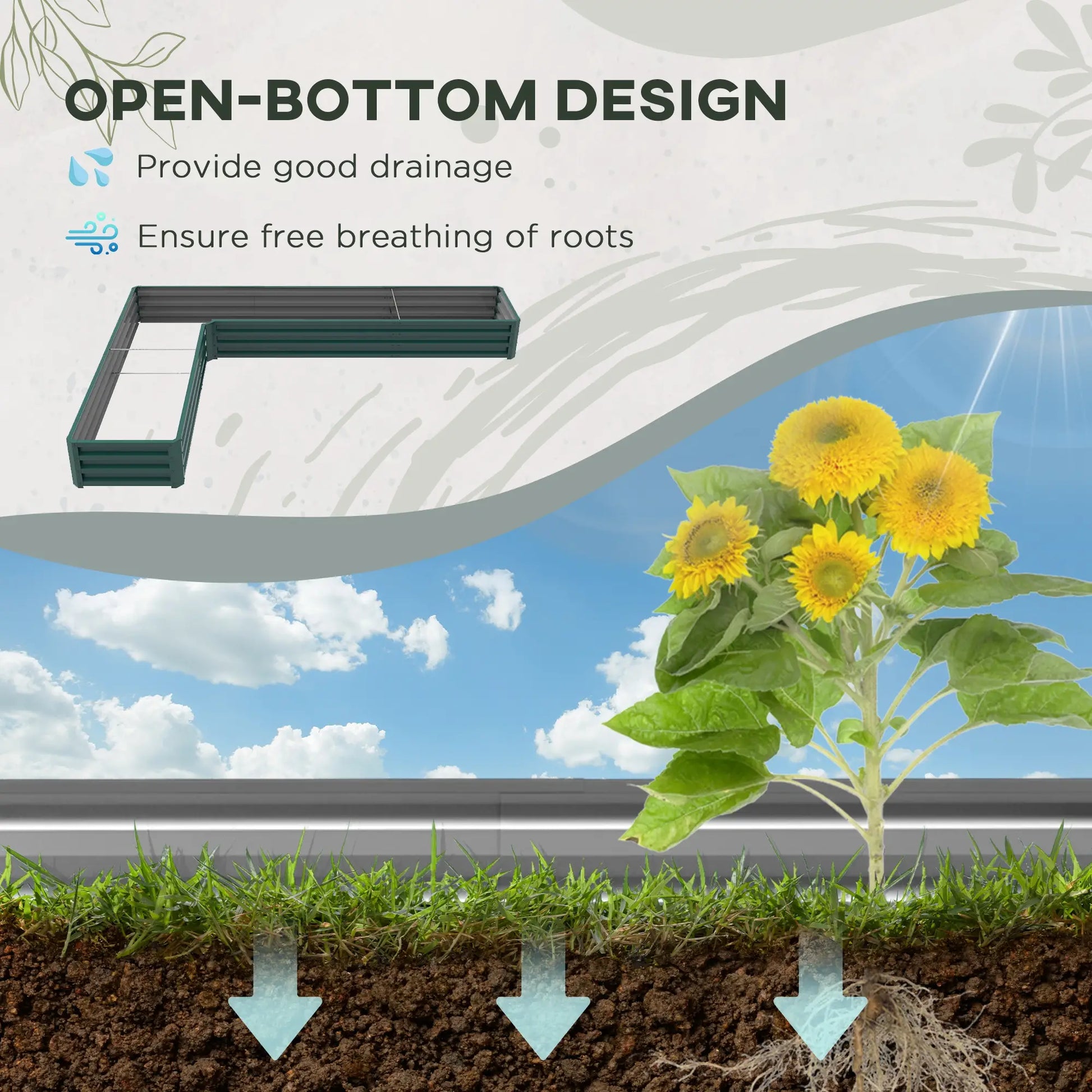 Galvanized Raised Garden Bed, Steel Planter Box, 82" x 109" x 12", Green Galvanized Planter Boxes at Gallery Canada