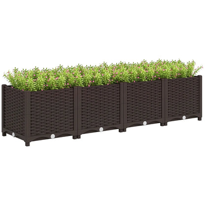 Plastic Raised Garden Bed, Outdoor Planter Box, 63" x 15.7" x 14.6", Brown Raised Garden Beds at Gallery Canada