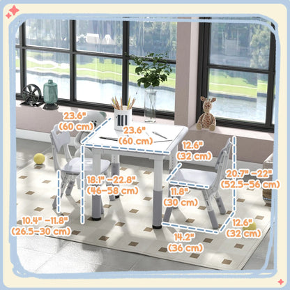 Toddler Table and Chair Set, Adjustable Height, Storage, Grey Kids Table Sets at Gallery Canada