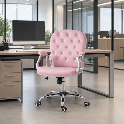 Adjustable Height Office Chair, Tufted Back Computer Desk Chair, Pink Task Chairs at Gallery Canada