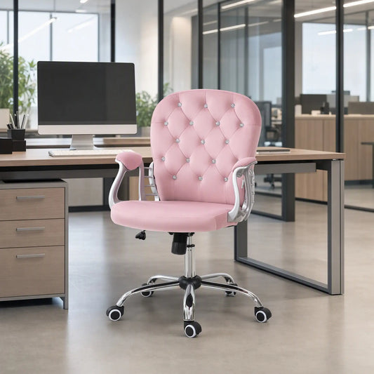 Adjustable Height Office Chair, Tufted Back Computer Desk Chair, Pink Task Chairs Pink at Gallery Canada