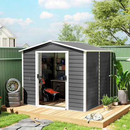 8' x 7' Outdoor Storage Shed, Galvanized Metal, Lockable Doors, Dark Grey Sheds at Gallery Canada
