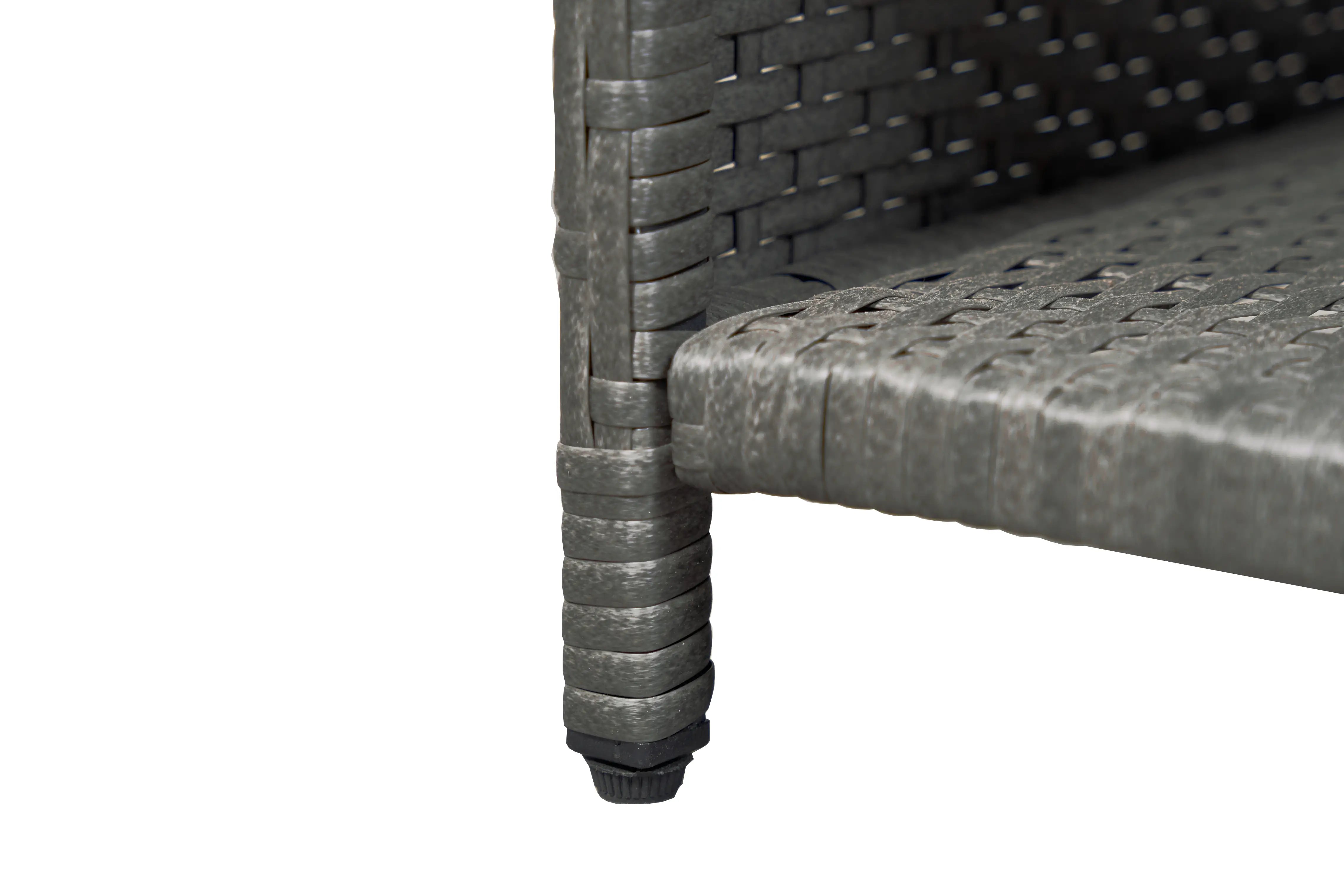 5 Piece Rattan Balcony Set, Wicker Outdoor Furniture, 2-Tier Coffee Table, Ottomans, Cream White, Grey Patio Furniture Sets at Gallery Canada