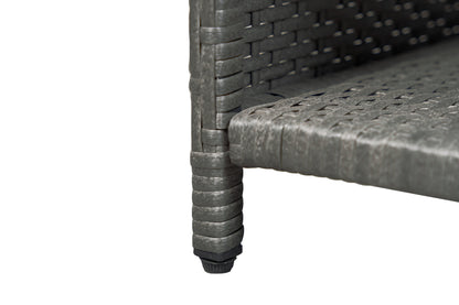 5 Piece Rattan Balcony Set, Wicker Outdoor Furniture, 2-Tier Coffee Table, Ottomans, Cream White, Grey Patio Furniture Sets at Gallery Canada