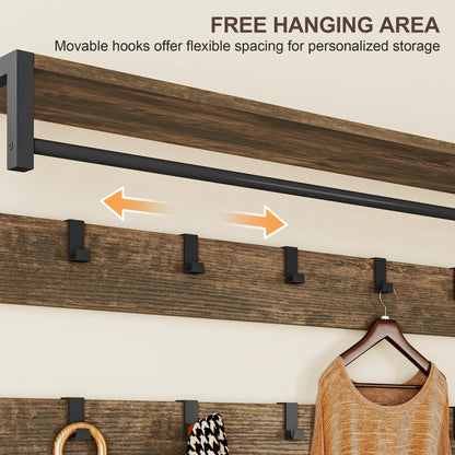 6-In-1 Hall Tree, Bench with Shoe Storage, 10 Hooks, 2 Fabric Drawers, Rustic Brown Clothing Storage at Gallery Canada