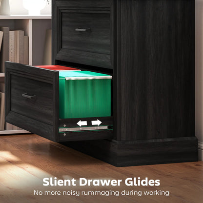 Lateral Filing Cabinet, 2 Silent Drawers, Letter A4 Legal Size, Black Office Cabinets & Cupboards at Gallery Canada