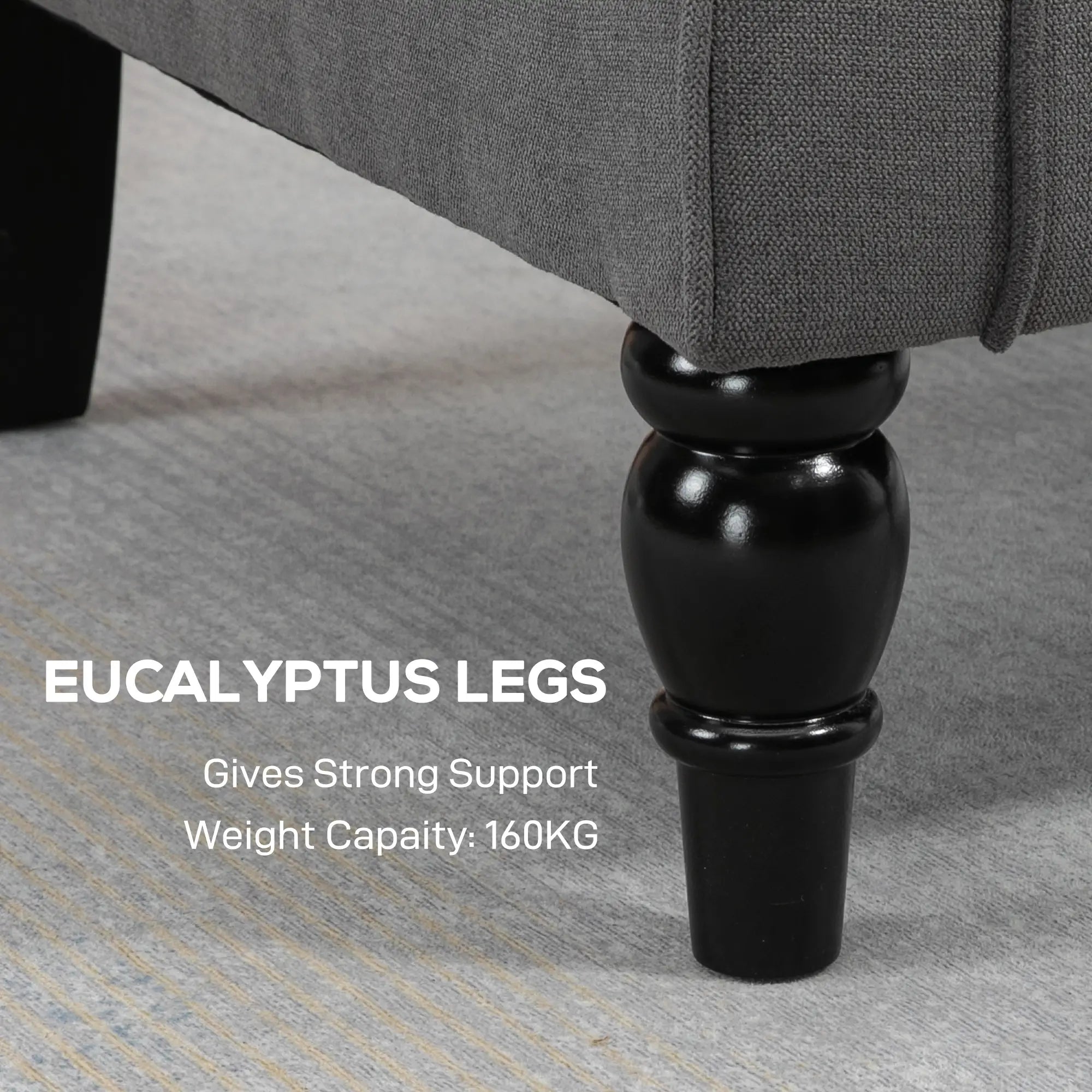 Fabric Accent Chair, Button Tufted, Wood Legs, Thick Padding, Charcoal Grey Accent Chairs at Gallery Canada