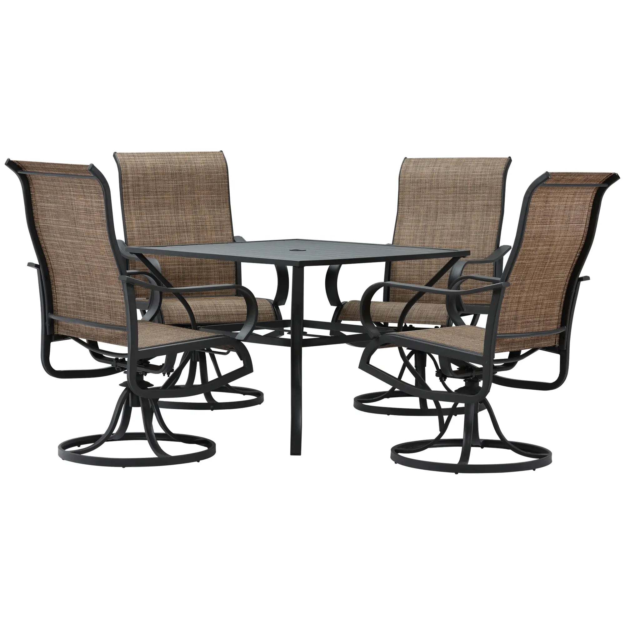 5-Piece Outdoor Patio Dining Set, 4 Swivel Rocker Chairs, 37