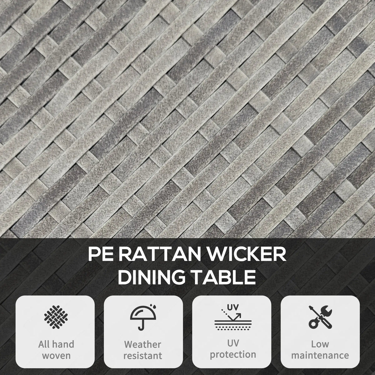 27.5" Outdoor Wicker Dining Table, PE Rattan Patio Furniture, Grey Patio Dining Tables at Gallery Canada