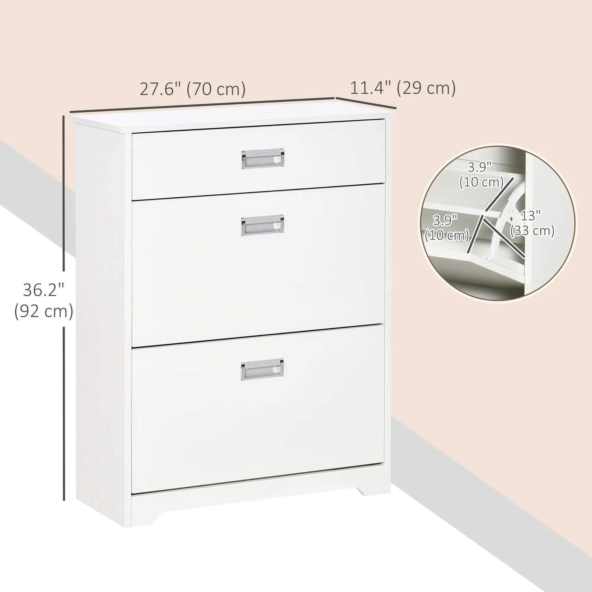 Narrow Shoe Storage, 2 Flip Doors, Adjustable Shelves, Holds 16 Pairs, White Shoe Storage Cabinets & Racks at Gallery Canada