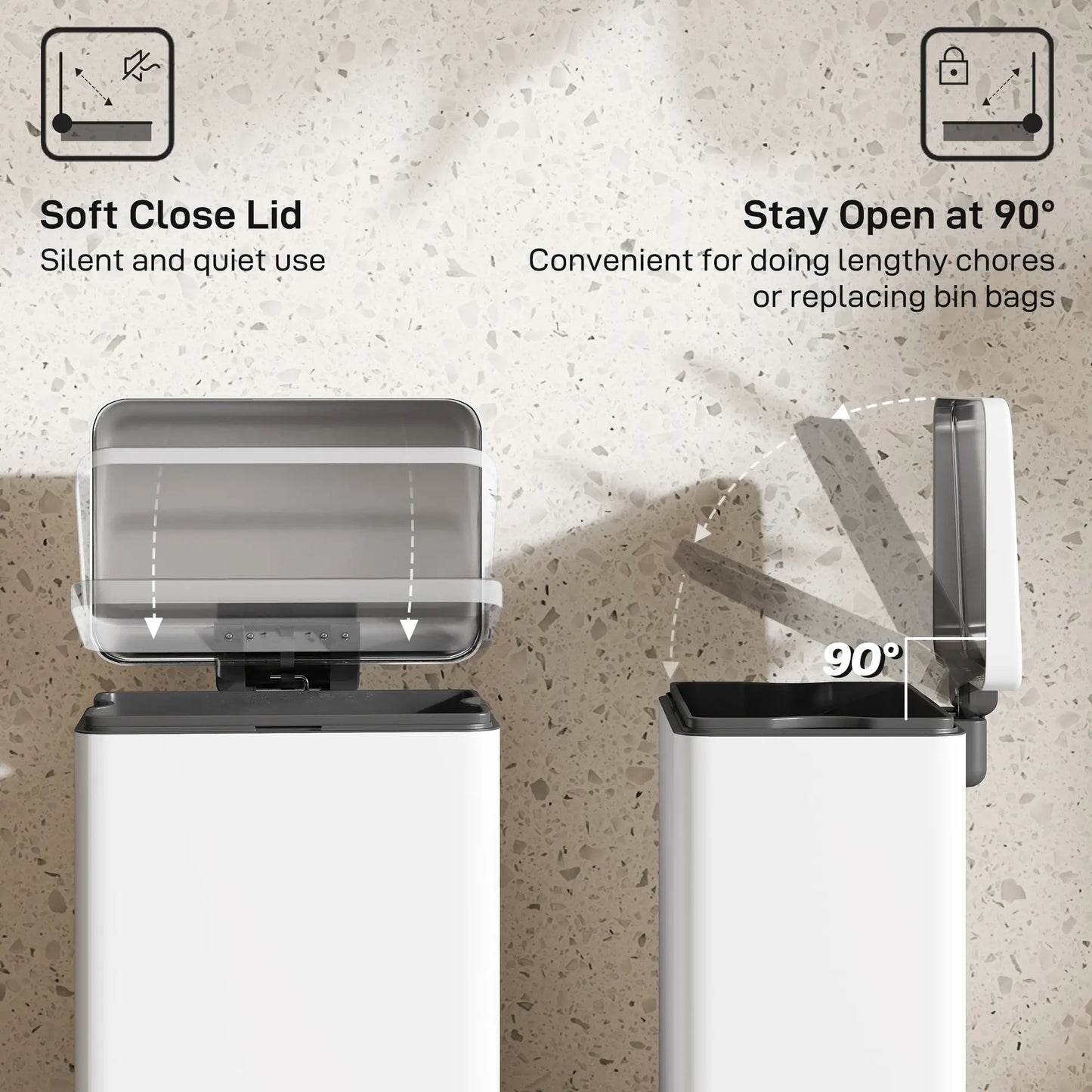 5.3 Gallon Garbage Bin with Soft Close Lid, Removable Inner Bucket, Cream White Small Kitchen Appliances at Gallery Canada