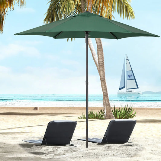 6.6FT Outdoor Patio Umbrella, 6 Solid Ribs, Green Patio Umbrellas Green at Gallery Canada