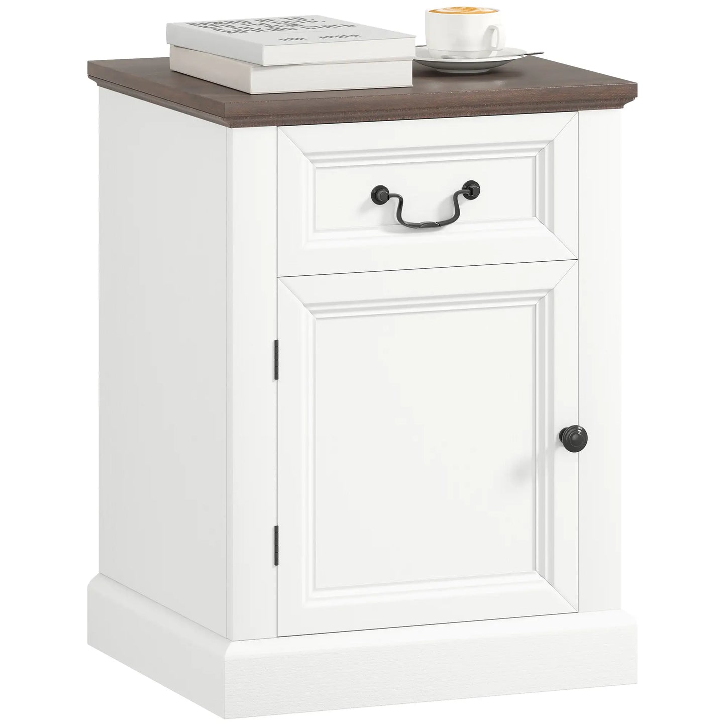 Side Table Set of 2, with Drawer and Cabinet, White Side Tables at Gallery Canada