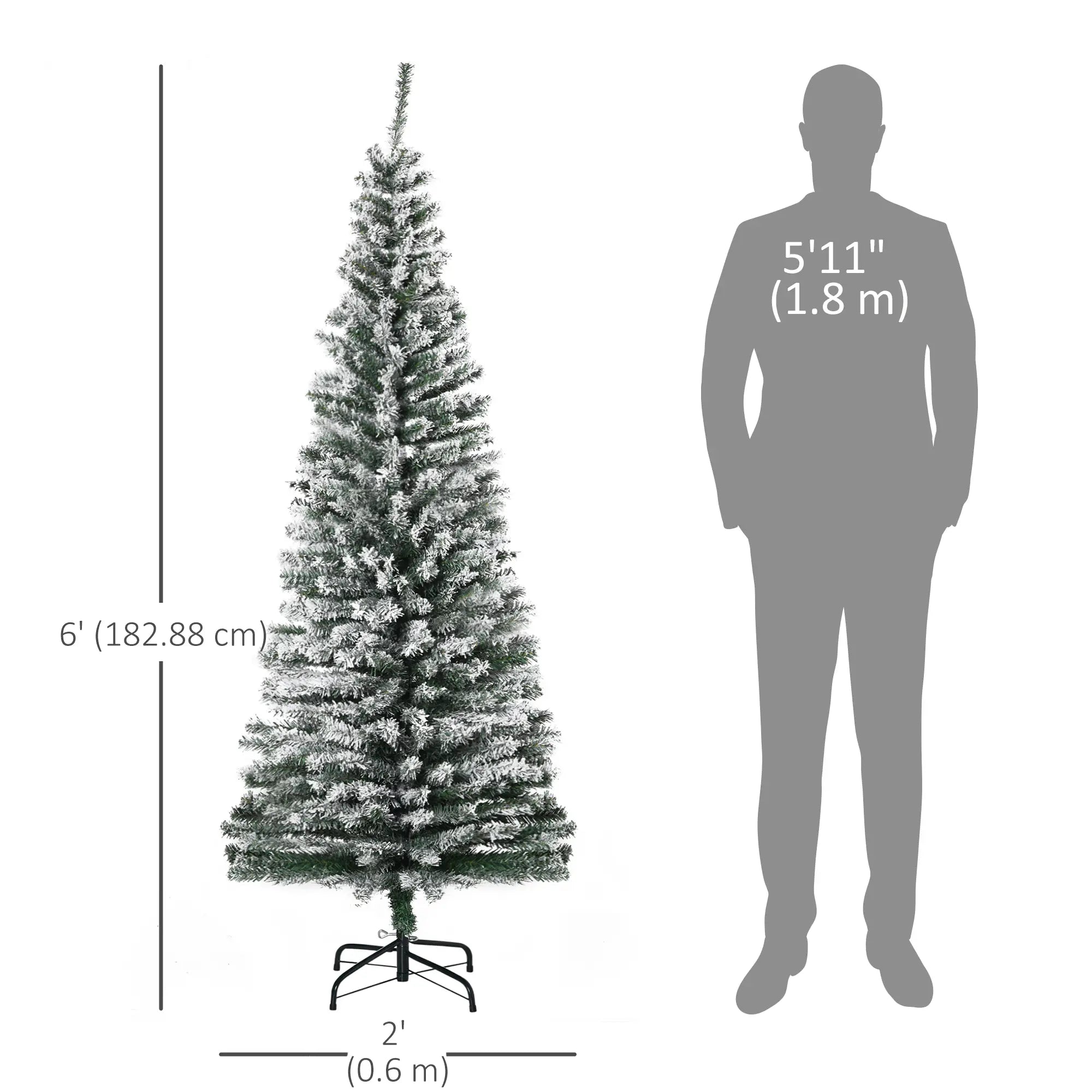 6ft Flocked Pencil Christmas Tree, Realistic Branch Tips, Green Pencil Christmas Trees at Gallery Canada