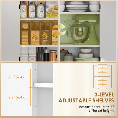 70" Tall Kitchen Cabinet, 4 Doors, 4 Adjustable Shelves, White Kitchen Pantry Cabinets at Gallery Canada