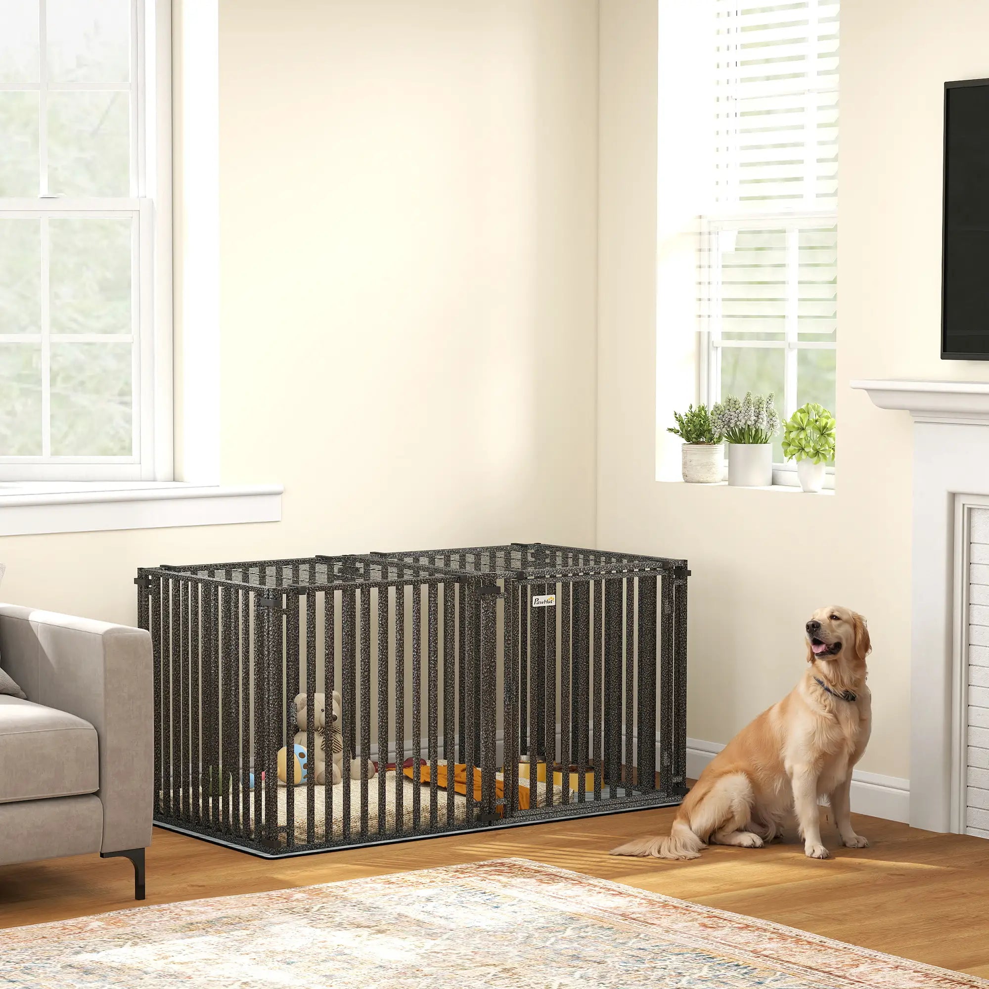 55 Inch Heavy Duty Dog Crate, Extra Large Metal Cage With Mat Dog Cages & Crates at Gallery Canada