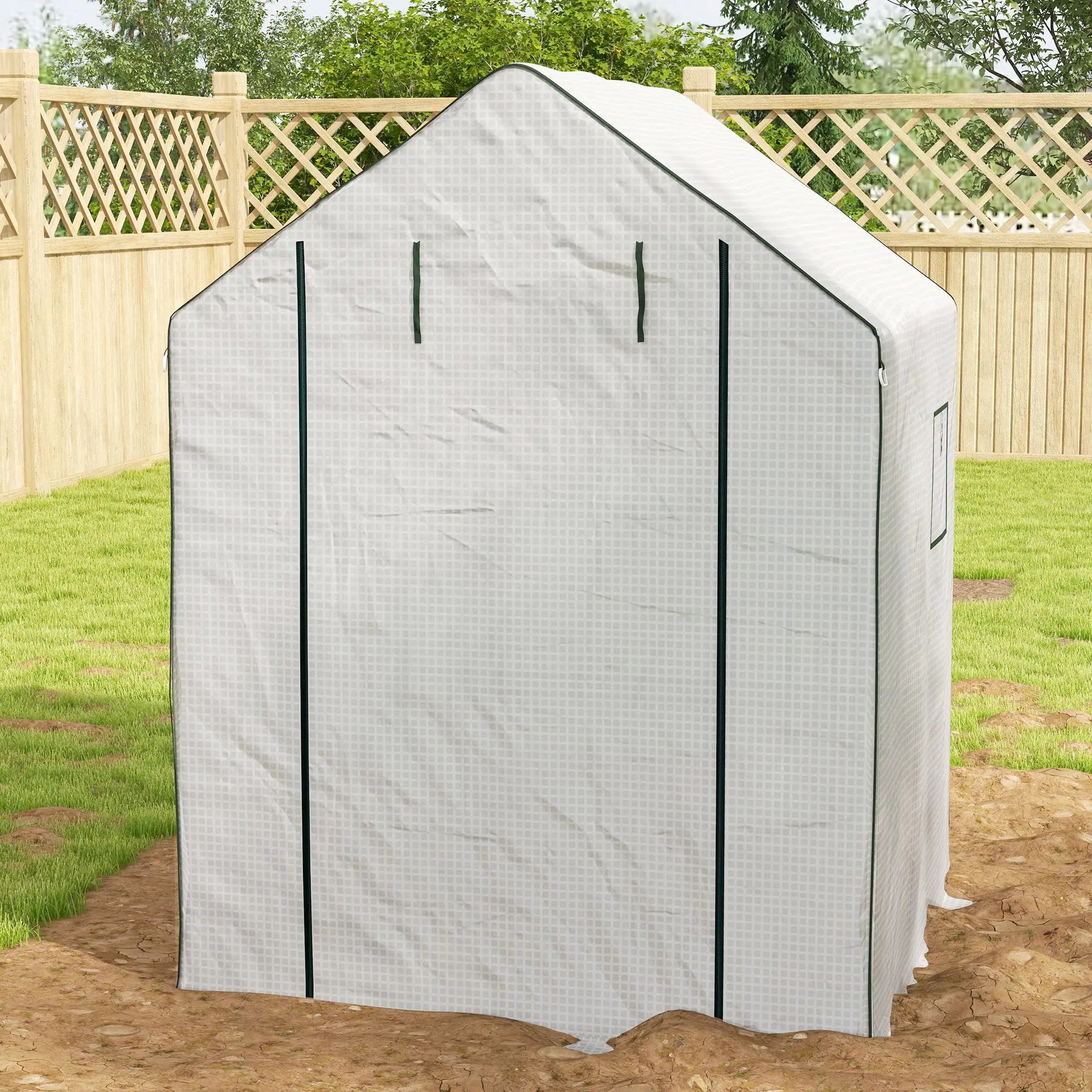 Portable Walk-In Greenhouse, 4.6' x 4.7', 2 Tier Shelves, White Walk In Greenhouses at Gallery Canada