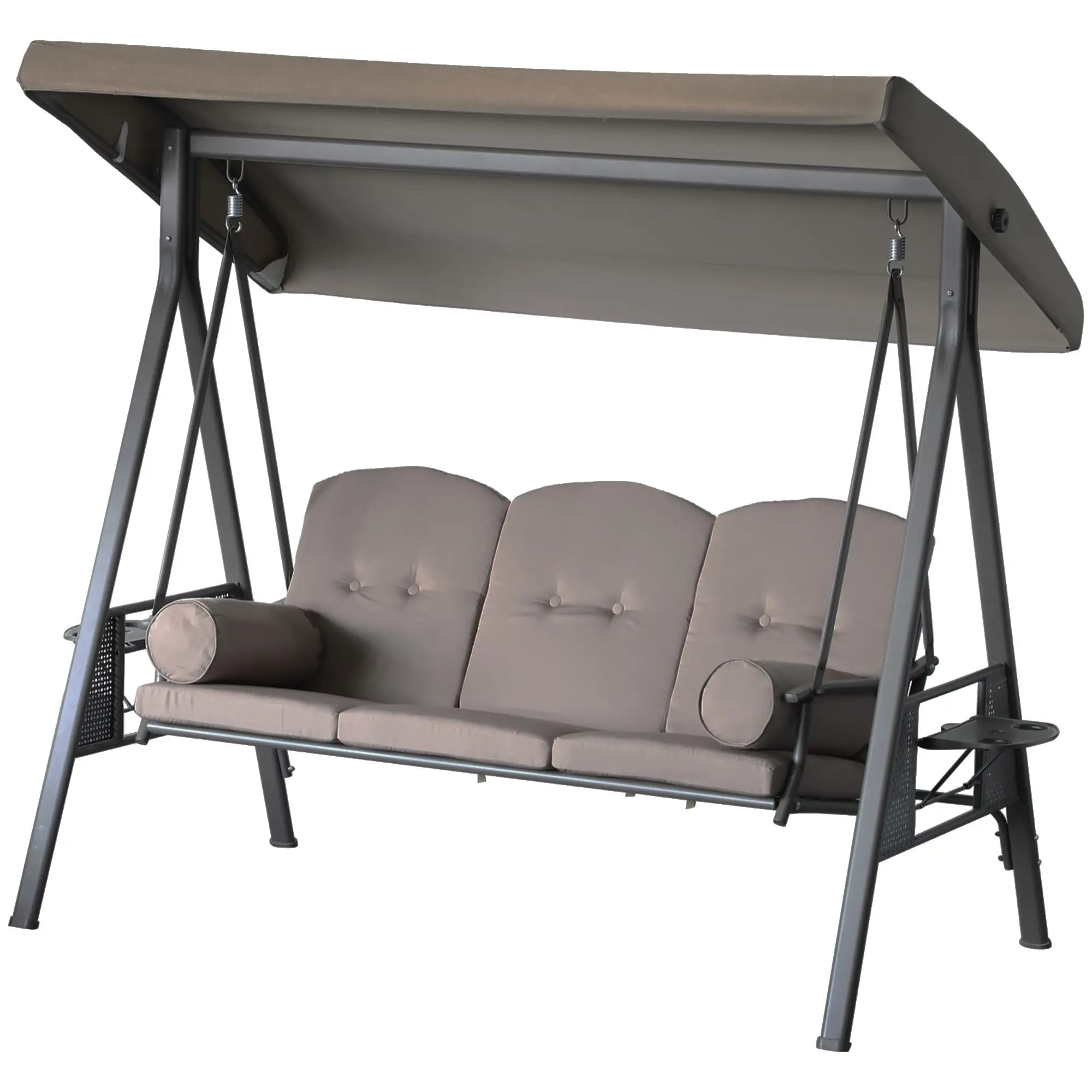 3 Seater Porch Swing, Heavy Duty, Outdoor Lounge Hammock, Brown Patio Swings with Stand at Gallery Canada