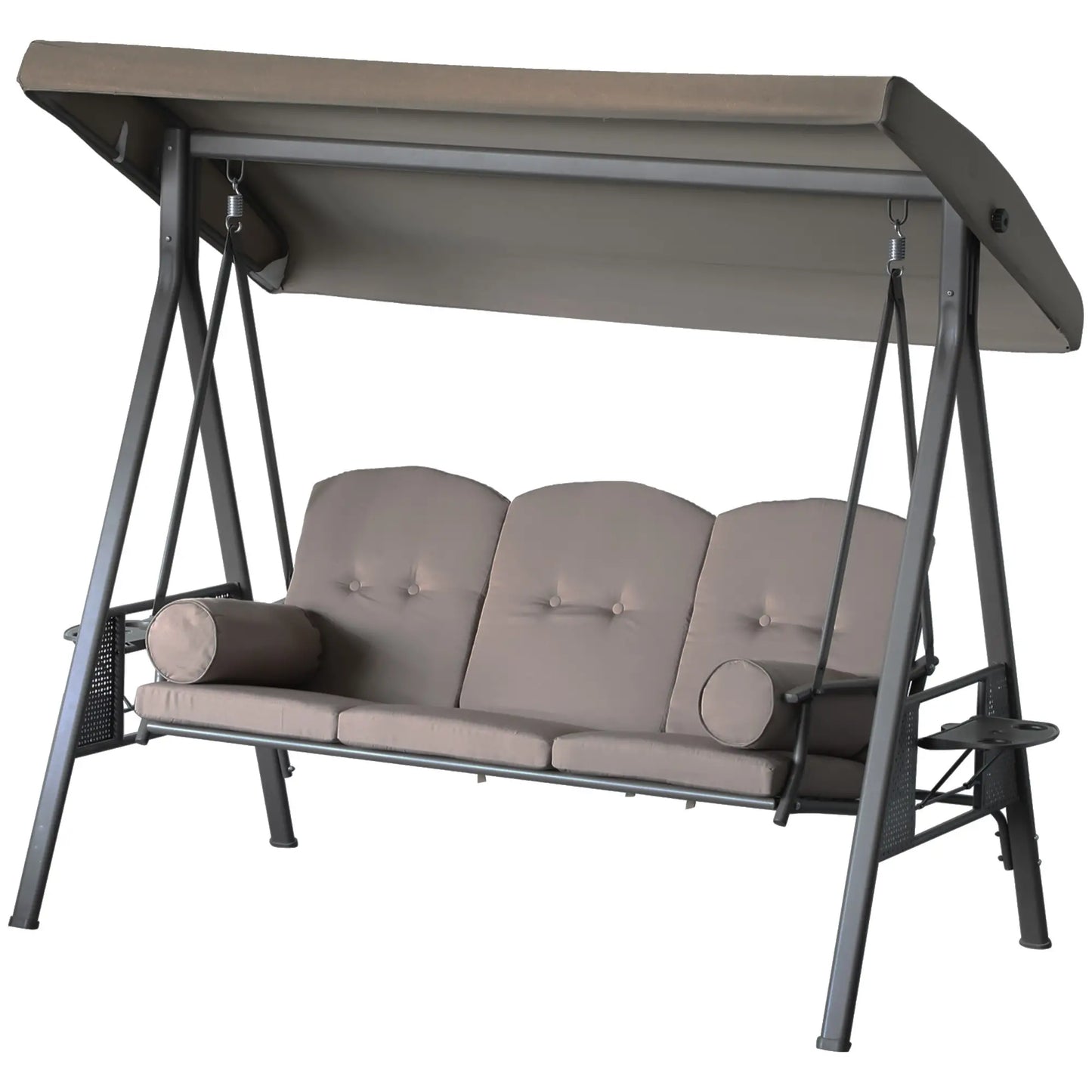 3 Seater Porch Swing, Heavy Duty, Outdoor Lounge Hammock, Brown Patio Swings with Stand at Gallery Canada