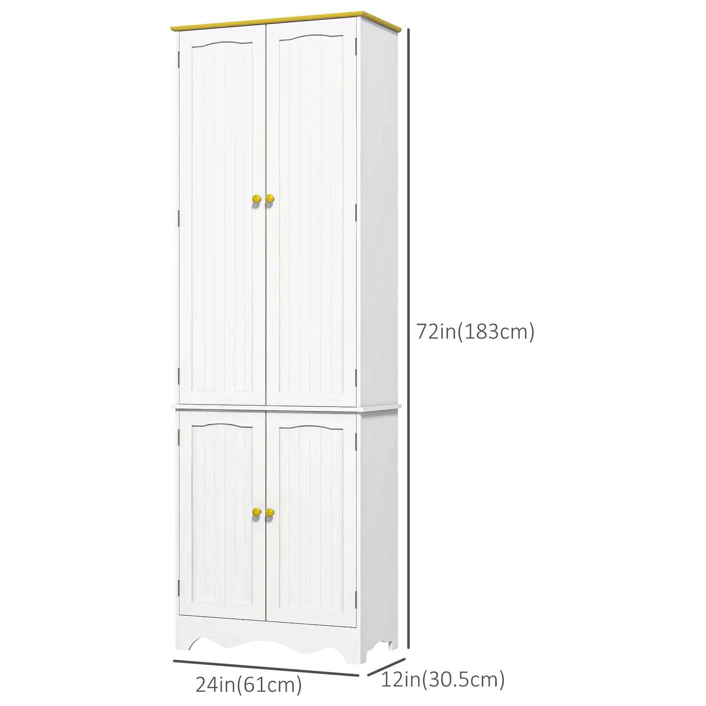 Freestanding Storage Cabinet, Kitchen Pantry with 4 Shelves, 4 Doors Kitchen Pantry Cabinets at Gallery Canada