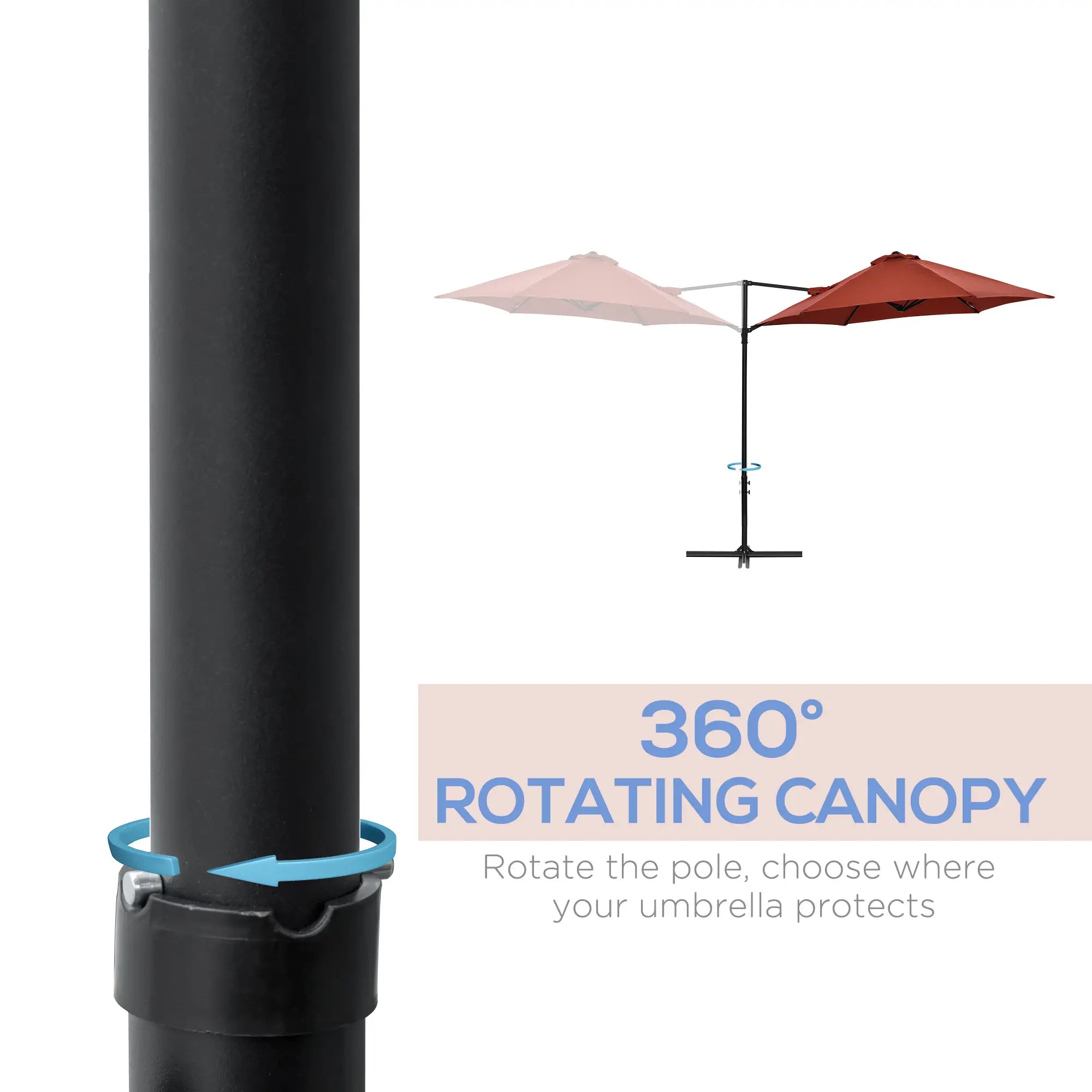 8.5FT Offset Patio Umbrella, 360° Rotation, Wine Red Cantilever Umbrellas at Gallery Canada