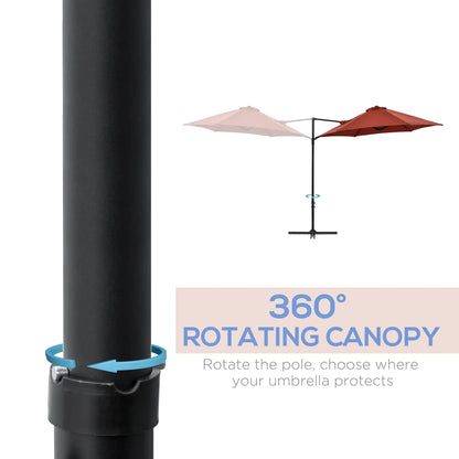 8.5FT Offset Patio Umbrella, 360° Rotation, Wine Red Cantilever Umbrellas at Gallery Canada